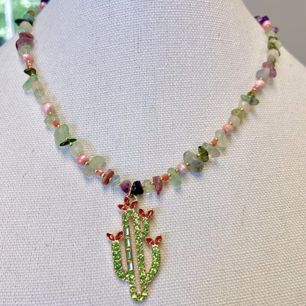 Cactus gemstone necklace